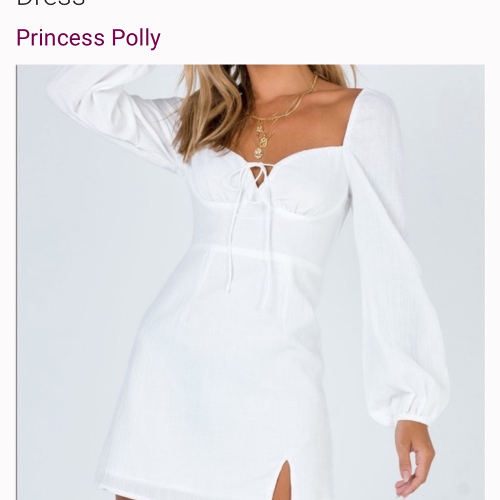 Princess Polly White Long Sleeve Dress
